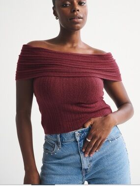 Abercrombie Ribbed Off The Shoulder Top